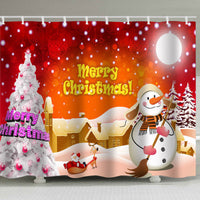 HKM-913171 Christmas Cartoon Shower Curtain - Modern Polyester Design, Multiple Sizes Available