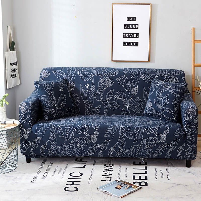 HKM-913235 Elastic Sofa Cover in Blue - High-Density Fabric with Non-Slip Design for Living Room, Easy Fit, Machine Washable