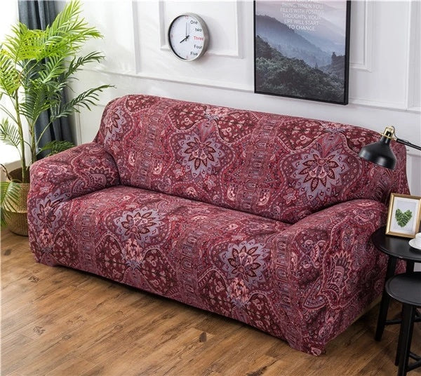 HKM-913235 Elastic Sofa Cover in Blue - High-Density Fabric with Non-Slip Design for Living Room, Easy Fit, Machine Washable