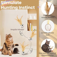 HKM-913299 Interactive Cat Feather Bouncy Balls for Self-Entertainment and Exercise