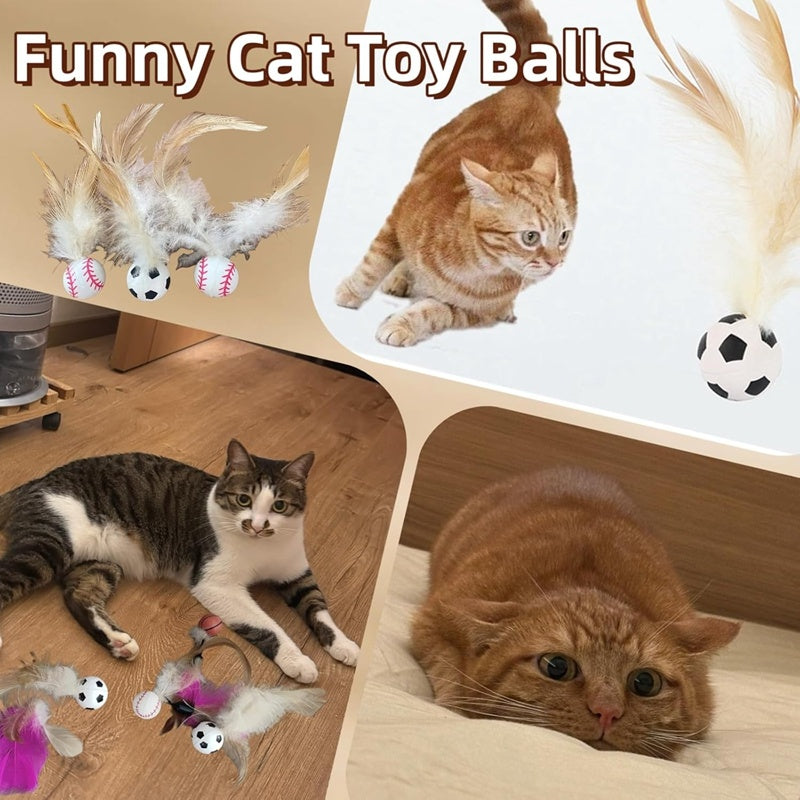 HKM-913299 Interactive Cat Feather Bouncy Balls for Self-Entertainment and Exercise