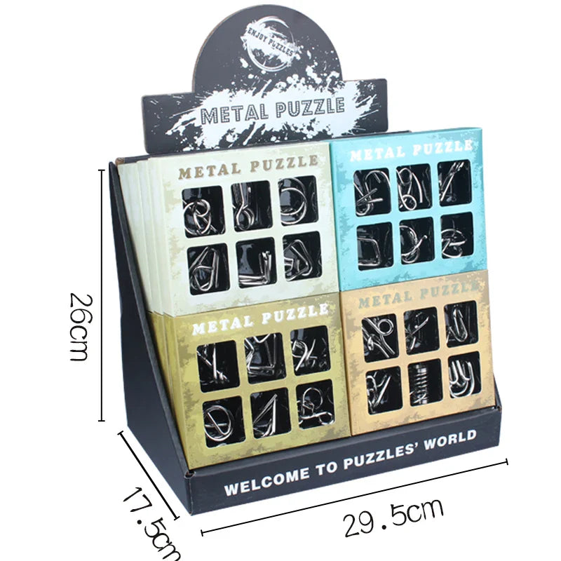 HKM-913427 Interlocking Metal Wire Puzzle Set - 6 Mind Teasers for Ages 7+ - Educational DIY Game