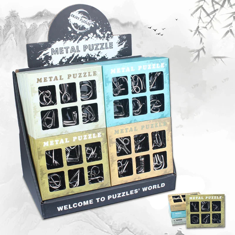 HKM-913427 Interlocking Metal Wire Puzzle Set - 6 Mind Teasers for Ages 7+ - Educational DIY Game