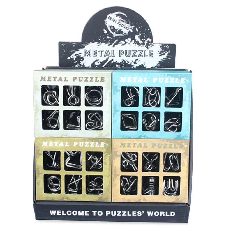 HKM-913427 Interlocking Metal Wire Puzzle Set - 6 Mind Teasers for Ages 7+ - Educational DIY Game