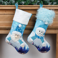 HKM-913619 Luminous Plush Christmas Socks Gift Bag with Lights - Santa & Snowman Styles