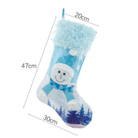 HKM-913619 Luminous Plush Christmas Socks Gift Bag with Lights - Santa & Snowman Styles