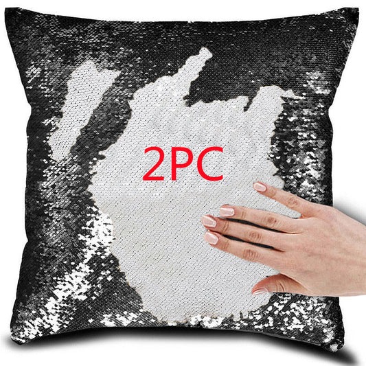 HKM-913683 Color Changing Decorative Pillow Case - 40x40cm Knitted Portrait Design, 100% Polyester