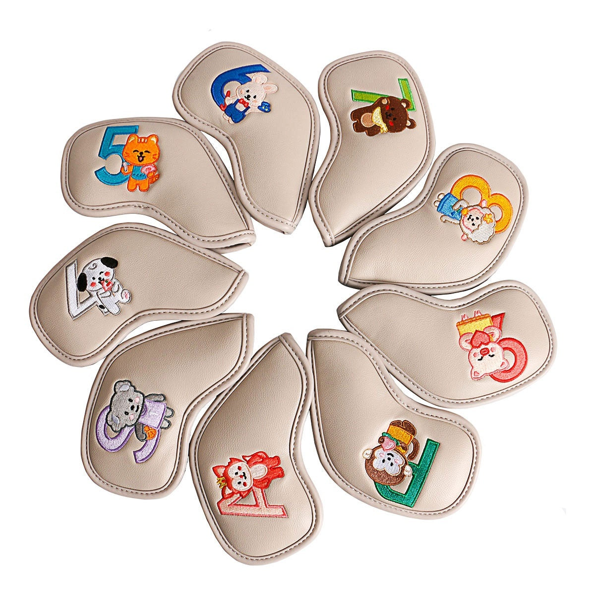 HKM-913683 Creative Minimalist Printed Golf Iron Covers - Set of 9 in Mixed Colors