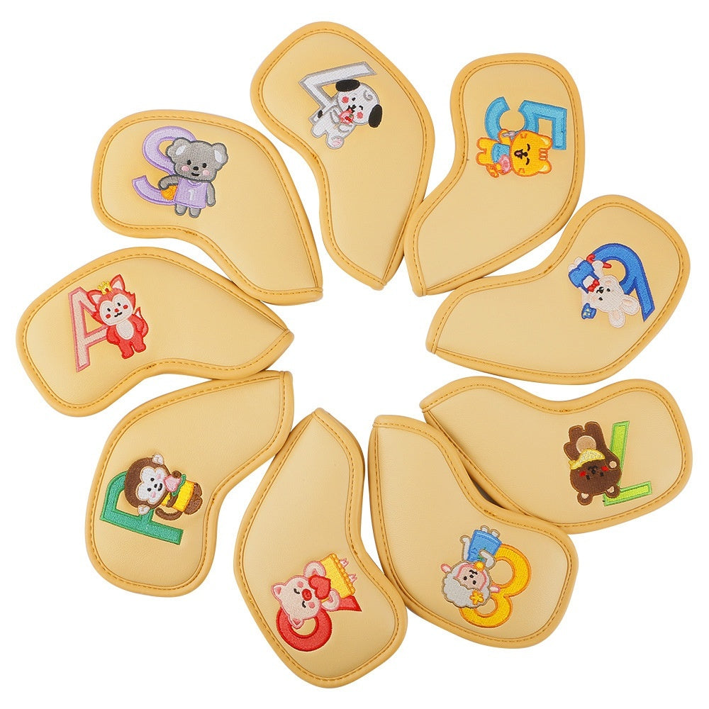 HKM-913683 Creative Minimalist Printed Golf Iron Covers - Set of 9 in Mixed Colors