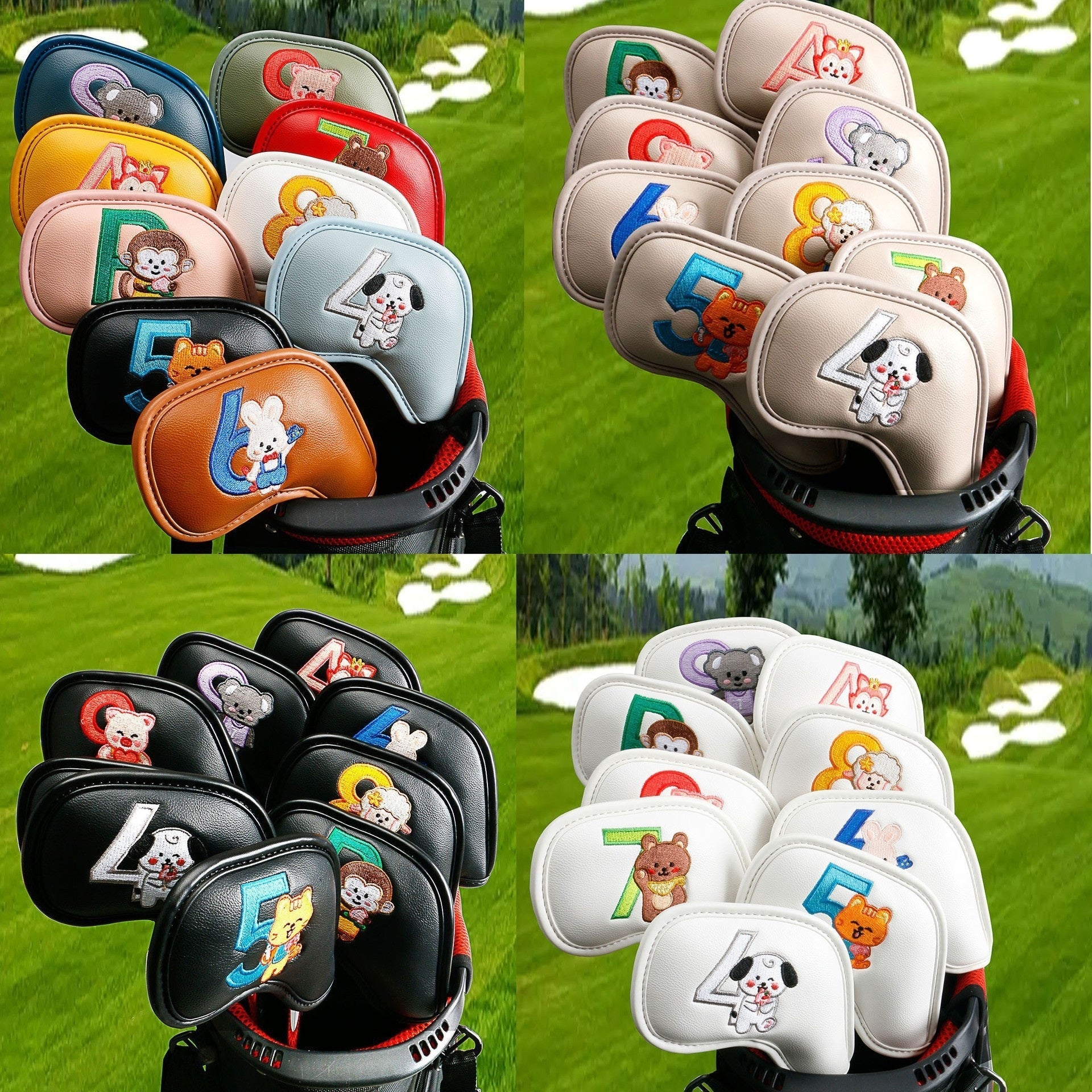 HKM-913683 Creative Minimalist Printed Golf Iron Covers - Set of 9 in Mixed Colors