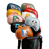 HKM-913683 Creative Minimalist Printed Golf Iron Covers - Set of 9 in Mixed Colors