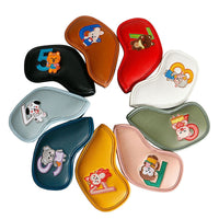 HKM-913683 Creative Minimalist Printed Golf Iron Covers - Set of 9 in Mixed Colors