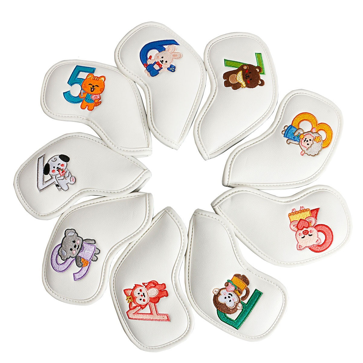 HKM-913683 Creative Minimalist Printed Golf Iron Covers - Set of 9 in Mixed Colors