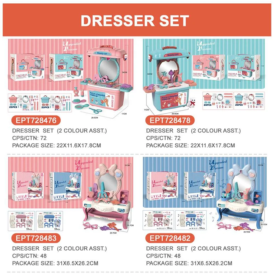 KTX-913683 Princess Makeup Kit for Kids - Pretend Play Beauty Set in Portable Box for Ages 2-7