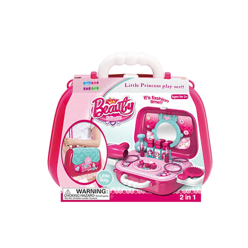 KTX-913683 Princess Makeup Kit for Kids - Pretend Play Beauty Set in Portable Box for Ages 2-7