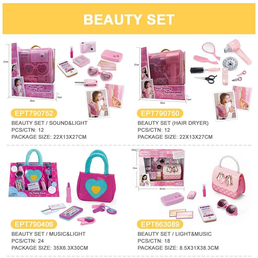 KTX-913683 Princess Makeup Kit for Kids - Pretend Play Beauty Set in Portable Box for Ages 2-7