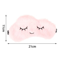 HKM-913683 Soft Plush Cartoon Blindfold in Cherry Blossom Pink, Sky Blue, and White Clouds