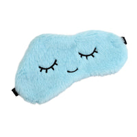 HKM-913683 Soft Plush Cartoon Blindfold in Cherry Blossom Pink, Sky Blue, and White Clouds