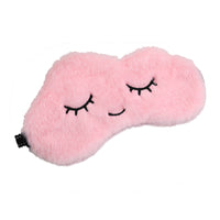 HKM-913683 Soft Plush Cartoon Blindfold in Cherry Blossom Pink, Sky Blue, and White Clouds