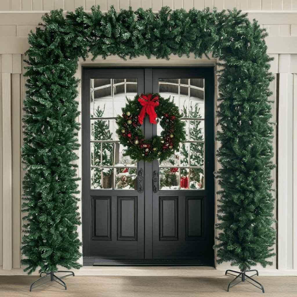 HKM-913811 Realistic Green PVC Christmas Garland with Steel Stands - 240 cm Long