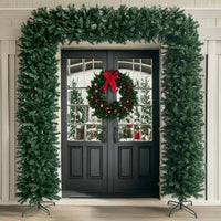 HKM-913811 Realistic Green PVC Christmas Garland with Steel Stands - 240 cm Long