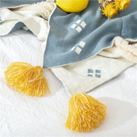 HKM-914003 Cotton Stripe Tassel Blanket for Spring and Autumn, 130x170cm, Muman-Yellow and Muman-Gray Options