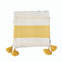 HKM-914003 Cotton Stripe Tassel Blanket for Spring and Autumn, 130x170cm, Muman-Yellow and Muman-Gray Options