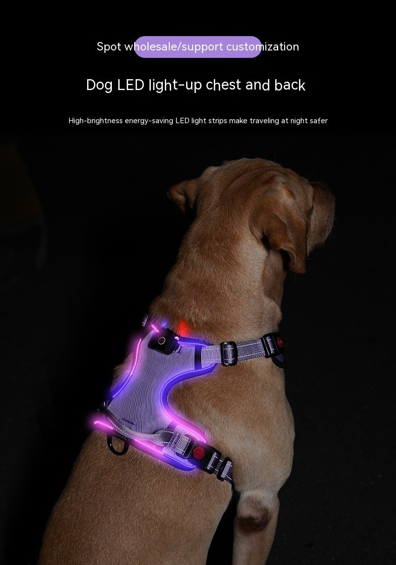 HKM-914195 LED Luminous Pet Chest Strap - Adjustable & Rechargeable, Available in Multiple Colors