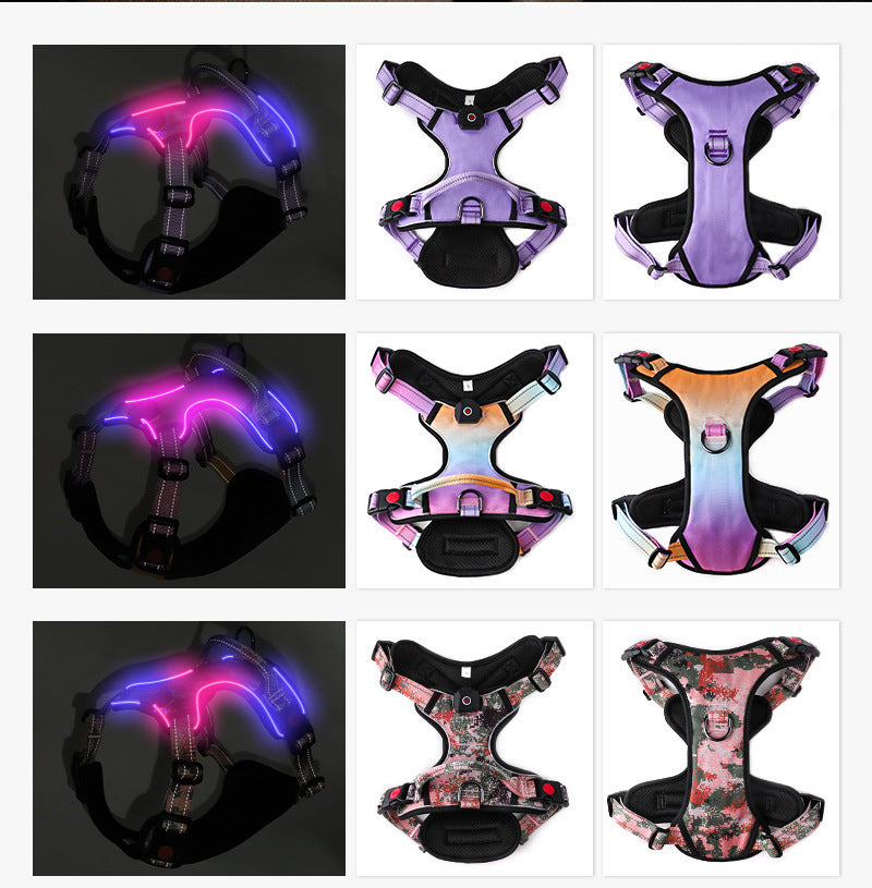 HKM-914195 LED Luminous Pet Chest Strap - Adjustable & Rechargeable, Available in Multiple Colors