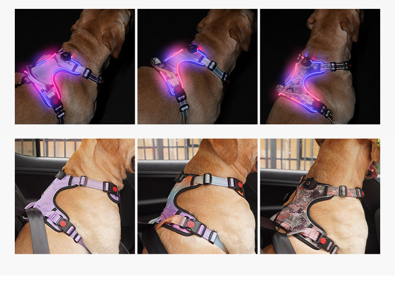 HKM-914195 LED Luminous Pet Chest Strap - Adjustable & Rechargeable, Available in Multiple Colors