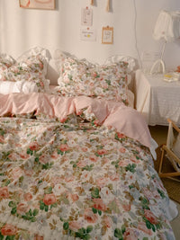 HKM-914323 Lace Floral Cotton Bed Sheet Set - Multiple Sizes Available