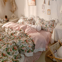 HKM-914323 Lace Floral Cotton Bed Sheet Set - Multiple Sizes Available