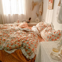HKM-914323 Lace Floral Cotton Bed Sheet Set - Multiple Sizes Available