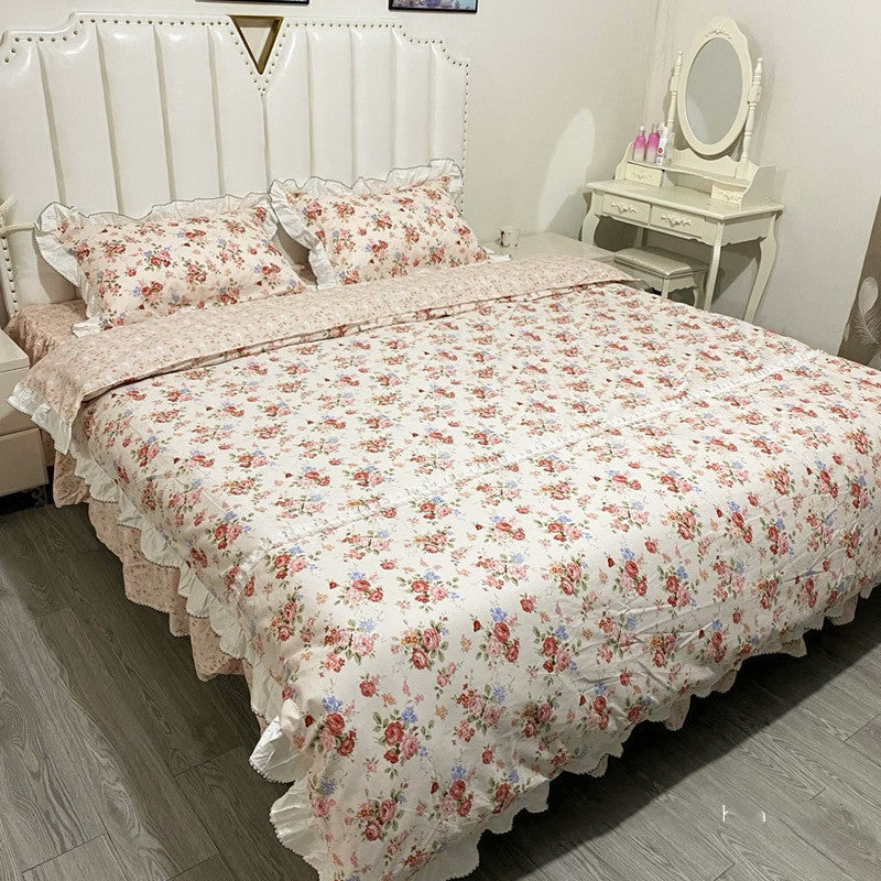 HKM-914323 Lace Floral Cotton Bed Sheet Set - Multiple Sizes Available