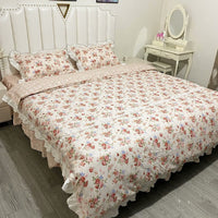 HKM-914323 Lace Floral Cotton Bed Sheet Set - Multiple Sizes Available