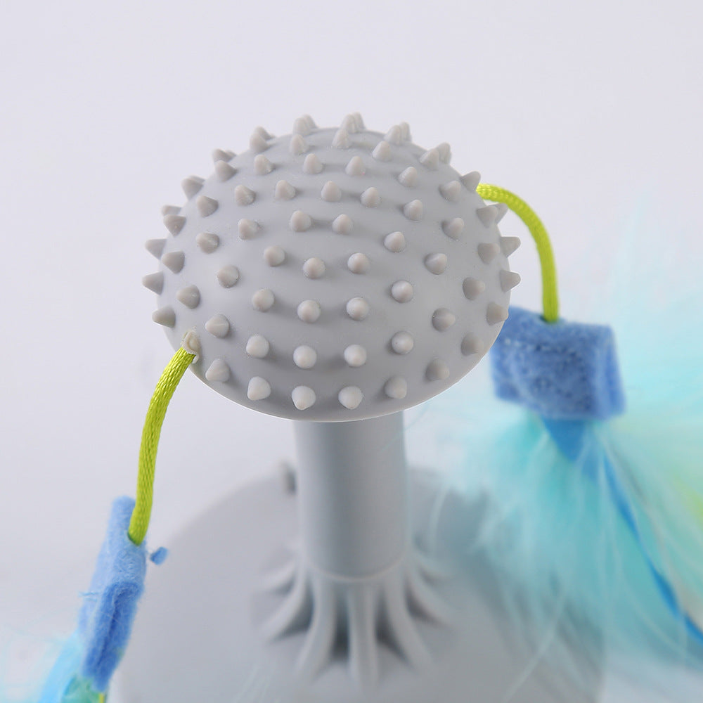 HKM-914451 Pet Toys Relaxation Double Haired Prick Head Suction Cup Cat Toy Plastic Grinding Teeth Cat Toy Cat Toy Wand