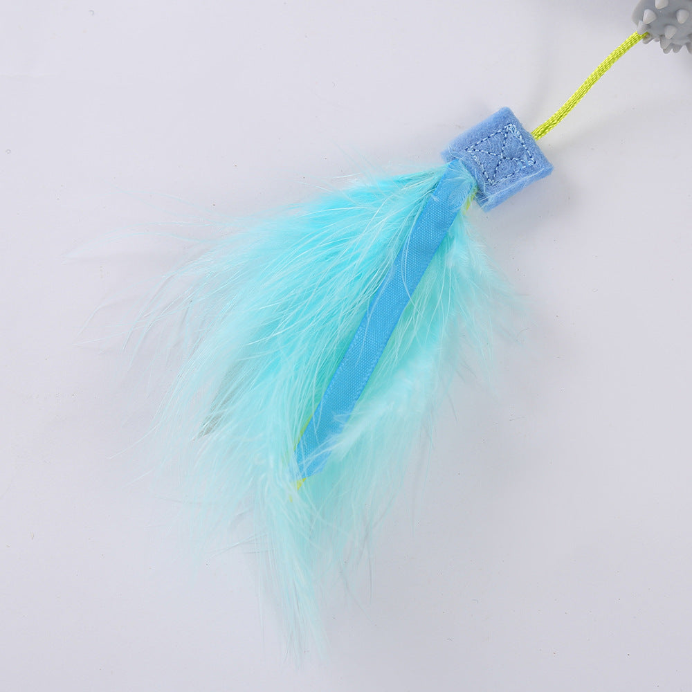 HKM-914451 Pet Toys Relaxation Double Haired Prick Head Suction Cup Cat Toy Plastic Grinding Teeth Cat Toy Cat Toy Wand