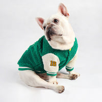 HKM-914451 Winter Dog Coat - Thick Fleece Baseball Style for Warmth in Green, Sizes L to 4XL