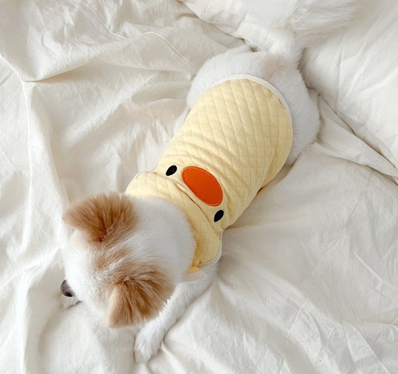 HKM-914835 Cozy Quilted Pet Outerwear for Autumn and Winter in Yellow and Pink