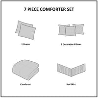 HKM-914835 Faux Suede 7-Piece Comforter Set in Grey, Tan, and Brown for King/Queen/California King Beds