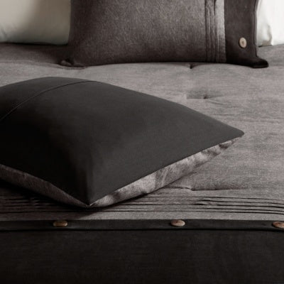 HKM-914835 Faux Suede 7-Piece Comforter Set in Grey, Tan, and Brown for King/Queen/California King Beds