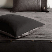 HKM-914835 Faux Suede 7-Piece Comforter Set in Grey, Tan, and Brown for King/Queen/California King Beds