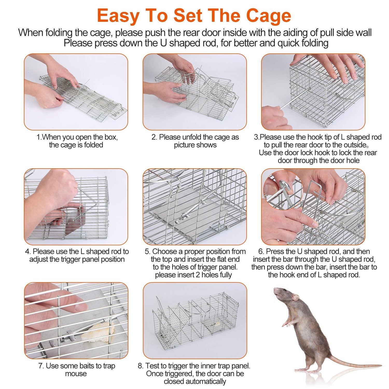HKM-914835 Humane and Reusable Mouse Trap with High Sensitivity Gravity Pedal for Indoor and Outdoor Use