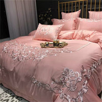 HKM-914835 Pure Cotton Four-Piece Bed Sheet Duvet Cover Set with Embroidery in Various Colors