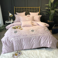 HKM-914835 Pure Cotton Four-Piece Bed Sheet Duvet Cover Set with Embroidery in Various Colors