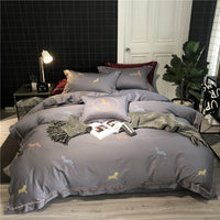 HKM-914835 Pure Cotton Four-Piece Bed Sheet Duvet Cover Set with Embroidery in Various Colors