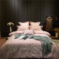 HKM-914835 Pure Cotton Four-Piece Bed Sheet Duvet Cover Set with Embroidery in Various Colors