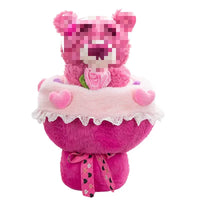 HKM-914835 Soft Plush Rose Bear Bouquet - Adorable Handheld Stuffed Toy Gift for Valentine’s Day and Tanabata