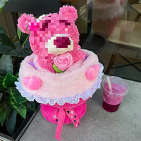 HKM-914835 Soft Plush Rose Bear Bouquet - Adorable Handheld Stuffed Toy Gift for Valentine’s Day and Tanabata