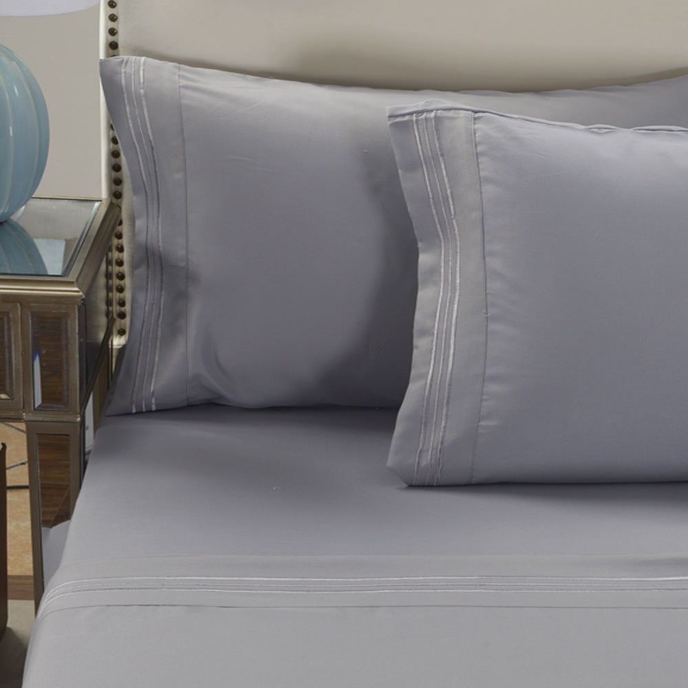 HKM-914963 Embroidered Frosted Pillowcase - Soft, Breathable Polyester, Multiple Colors Available